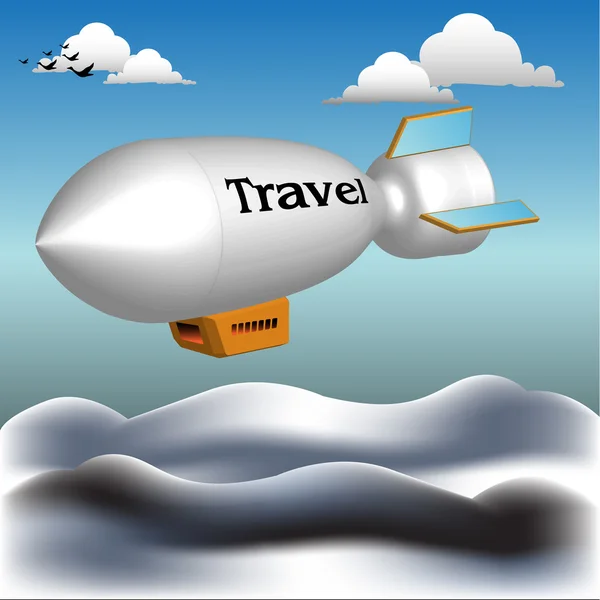 Ταξιδεύουν μικρό αερόστατο — Διανυσματικό Αρχείο