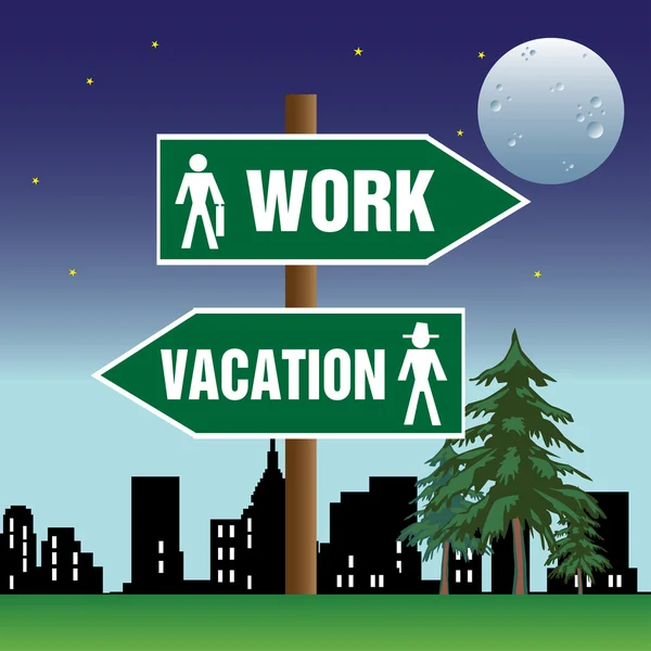 Trabajo y vacaciones — Vector de stock