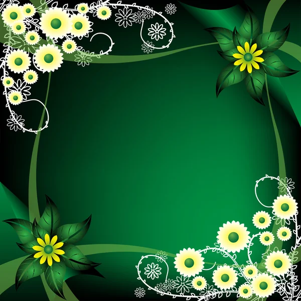 Green floral frame — Stock Vector