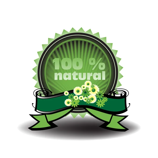 Distintivo verde naturale al 100% — Vettoriale Stock