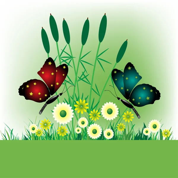 Spring greeting with butterflies — Stock Vector