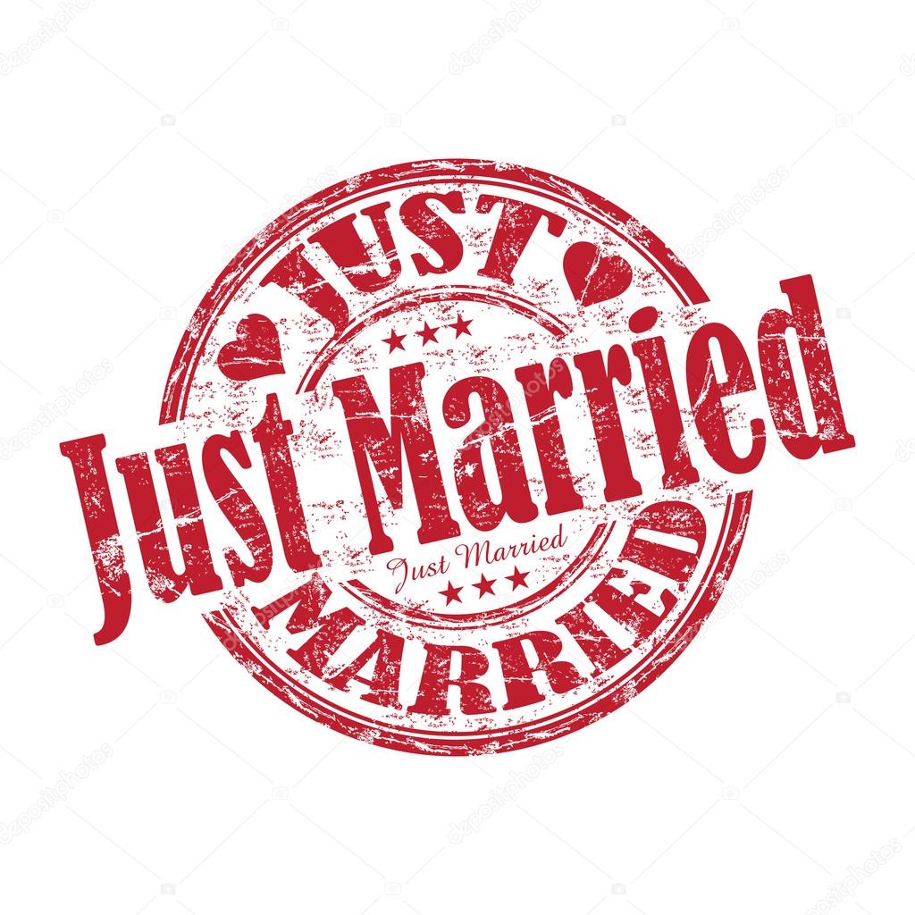Just married grunge rubber stamp