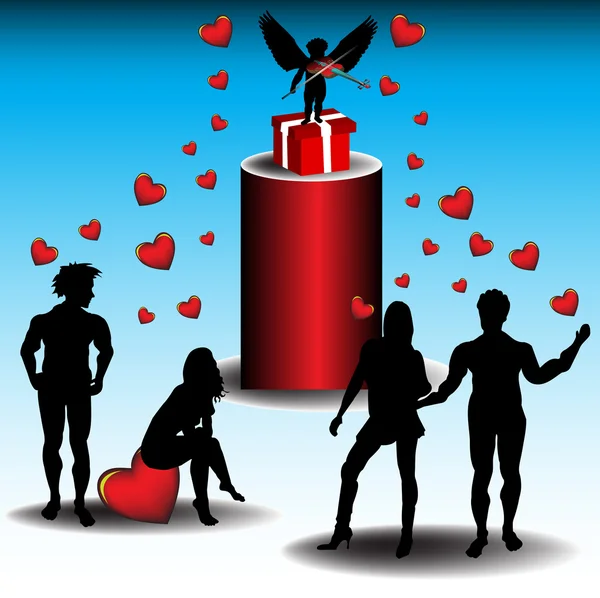 Cupid spela för älskare — Stock vektor