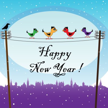 New Year birds clipart