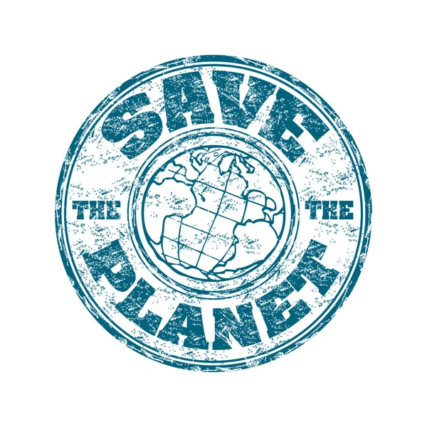 Save the planet rubber stamp — Stock Vector
