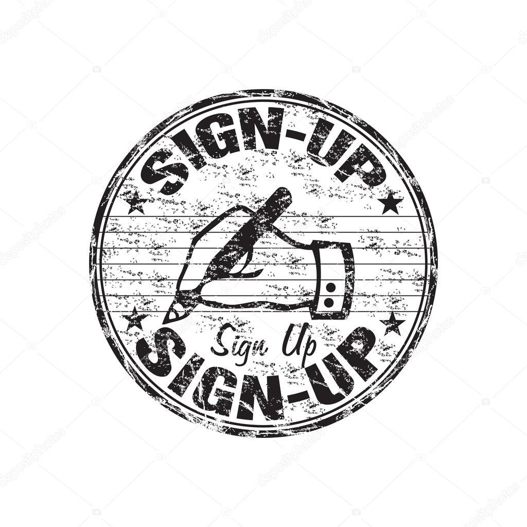 Sign up grunge rubber stamp