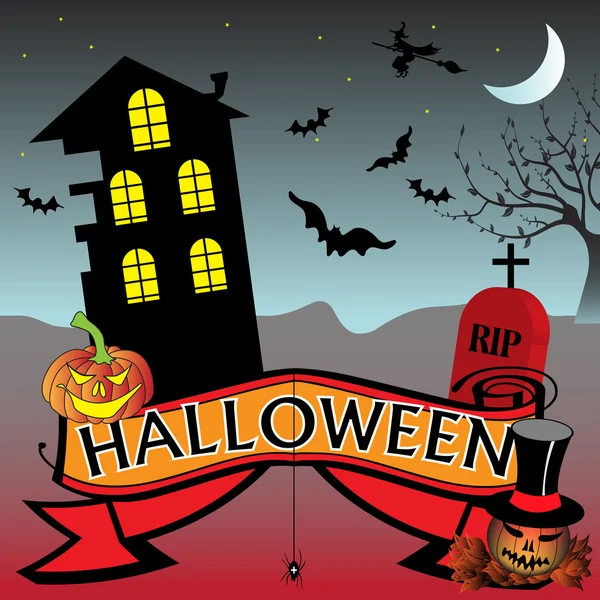 Halloween griezelige huis — Stockvector