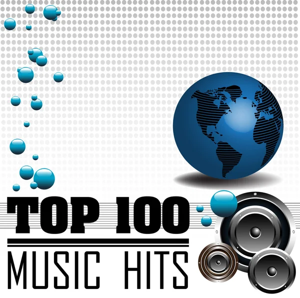 Top one hundred music hits — Stock Vector