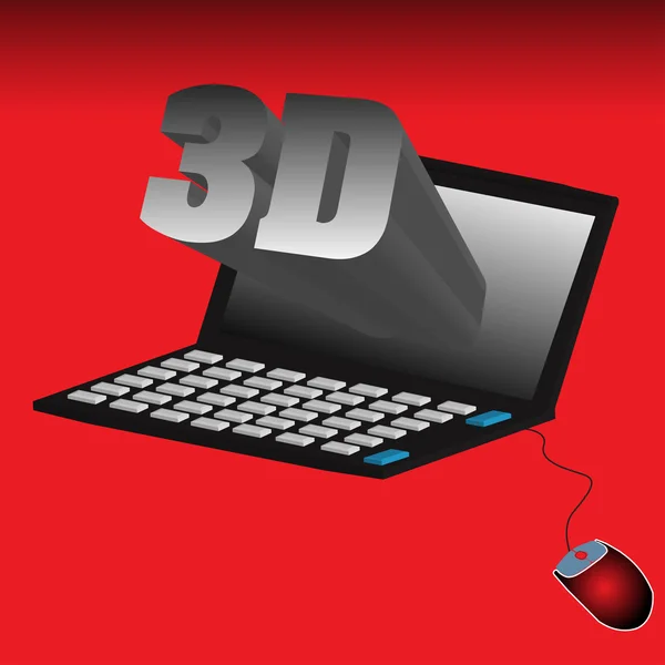 Concept 3D avec ordinateur portable — Image vectorielle