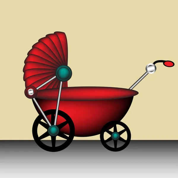 Red baby carriage — Stock Vector