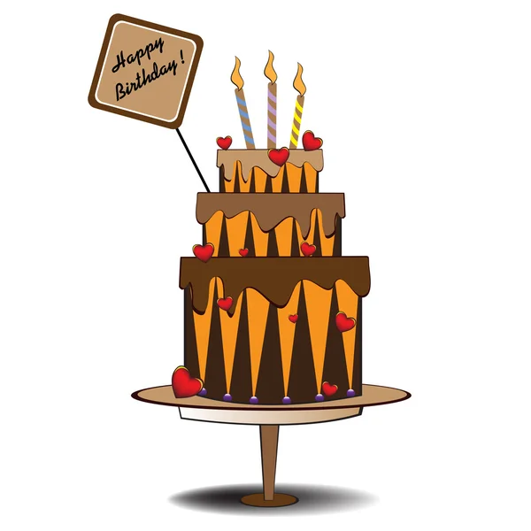 Pastel de cumpleaños — Vector de stock