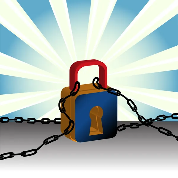 Padlock and chains — Stock Vector