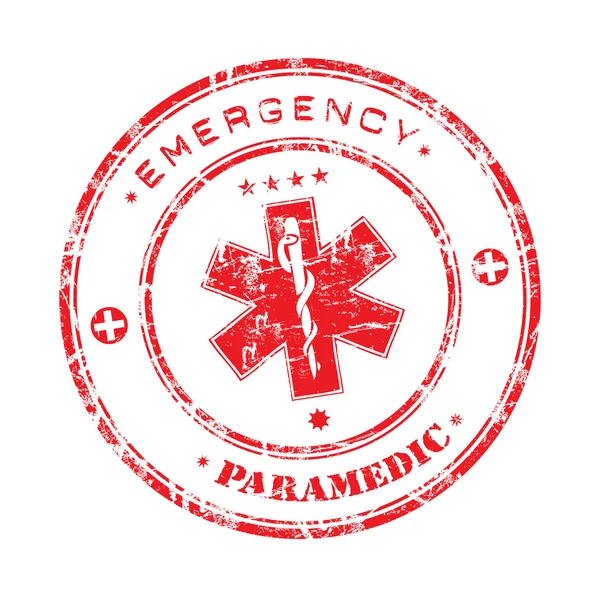 Timbre en caoutchouc rouge d'urgence — Image vectorielle