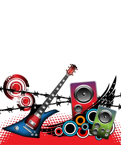Haut-parleurs et guitare électrique — Image vectorielle