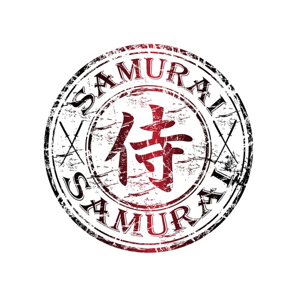 Samurai grunge rubber stamp — Stock Vector