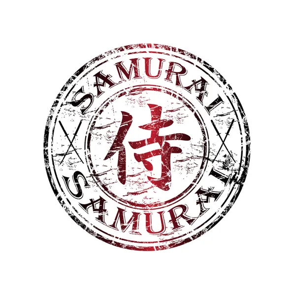 Samurai grunge rubber stamp — Stock Vector