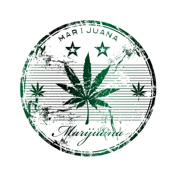 Sello de goma grunge de marihuana — Vector de stock