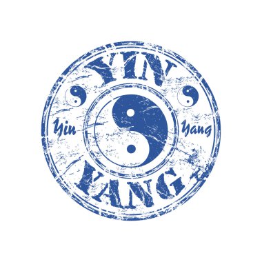 Yin ve yang grunge lastik damgası