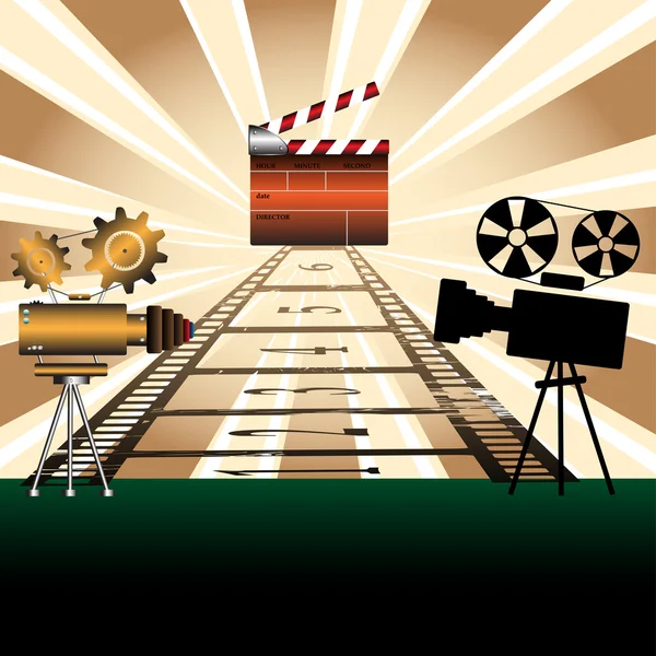 Clapboard e proiettori cinematografici — Vettoriale Stock