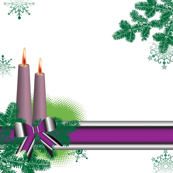 Postal de Navidad con dos velas — Vector de stock