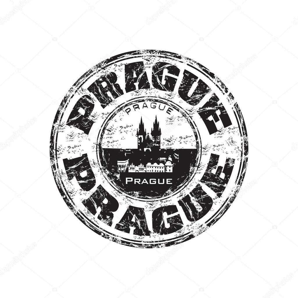 Prague grunge rubber stamp