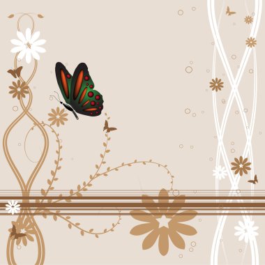 kahverengi çiçek ve kelebek