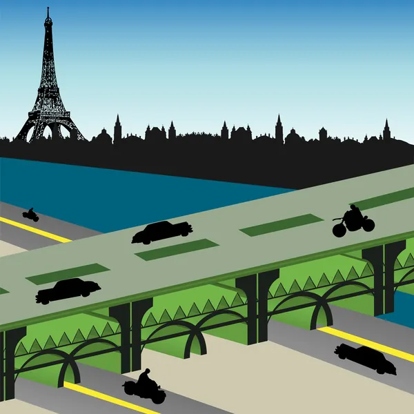 Puente en París — Vector de stock