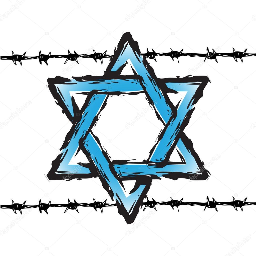 The Star of David and two barbed wires