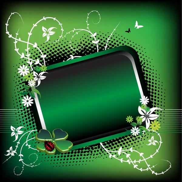 Green frame with flowers — Stock Vector