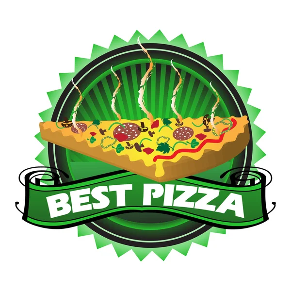 Najlepsza pizza zielony znaczek — Wektor stockowy
