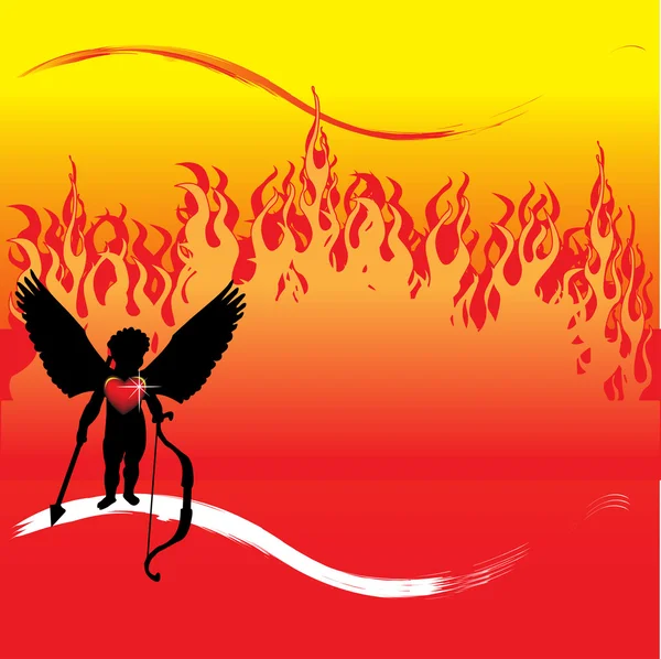 Cupidon en flammes — Image vectorielle