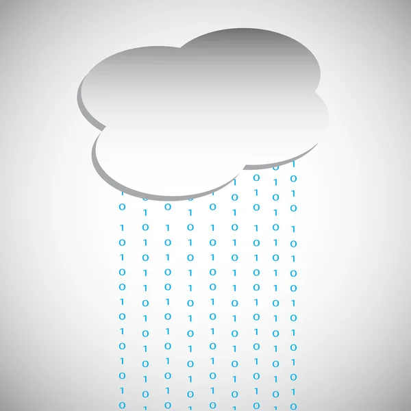 Binary numbers raining out from a cloud — Stock Vector