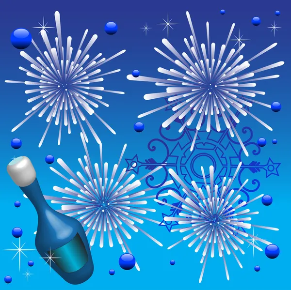 Champagne and fireworks — Stock Vector