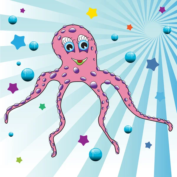 Pink octopus — Stock Vector