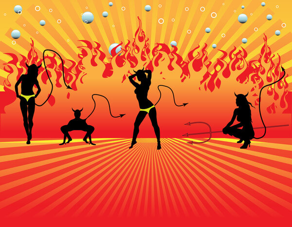 Горячие женщины дьявола в огне
