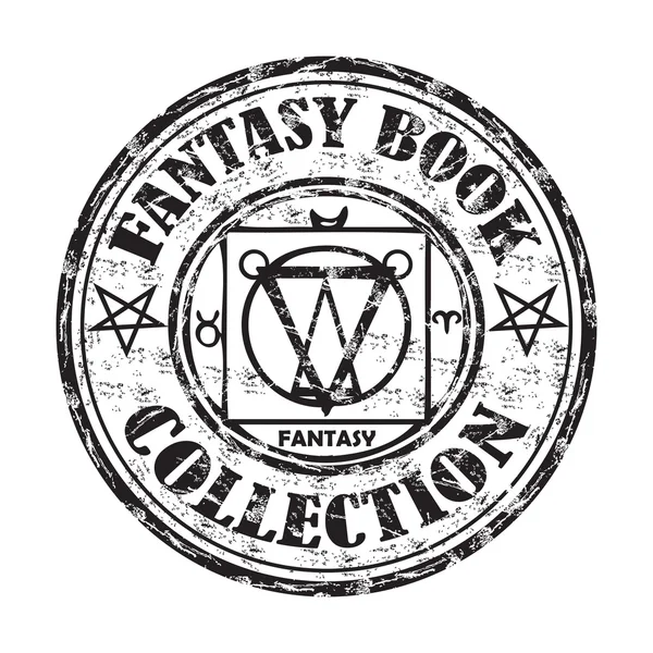 Fantasy book collection grunge rubber stamp — Stock Vector