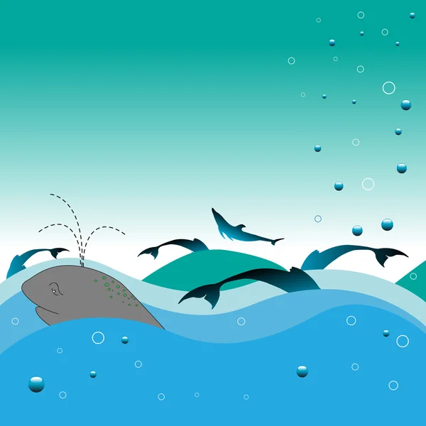 The sad whale — Stock Vector