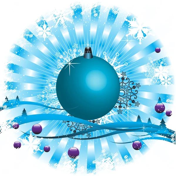 Blauwe kerstbal — Stockvector