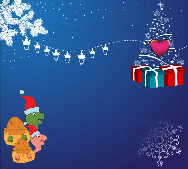Tortues célébrant Noël — Image vectorielle
