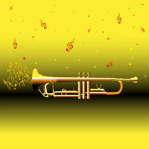 Golden trumpet — Stock Vector