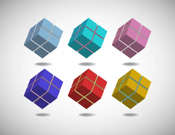 Set de șase cuburi — Vector de stoc