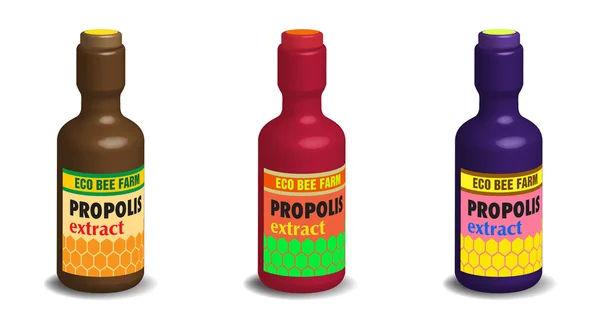 Bouteilles d'extrait de propolis — Image vectorielle