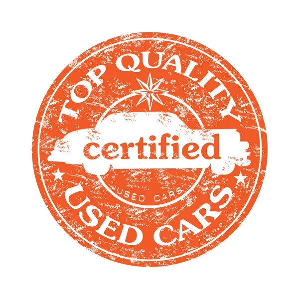 Сертифіковані вживані автомобілі гратчаста гумова марка — стоковий вектор