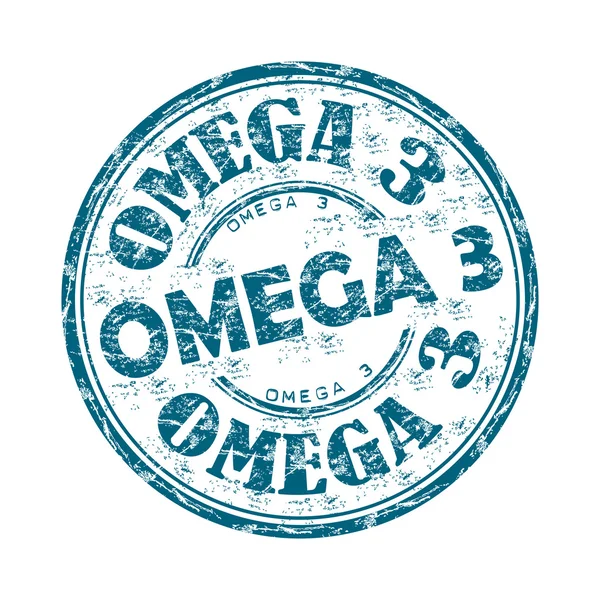 Omega three grunge rubber stamp — Stock Vector