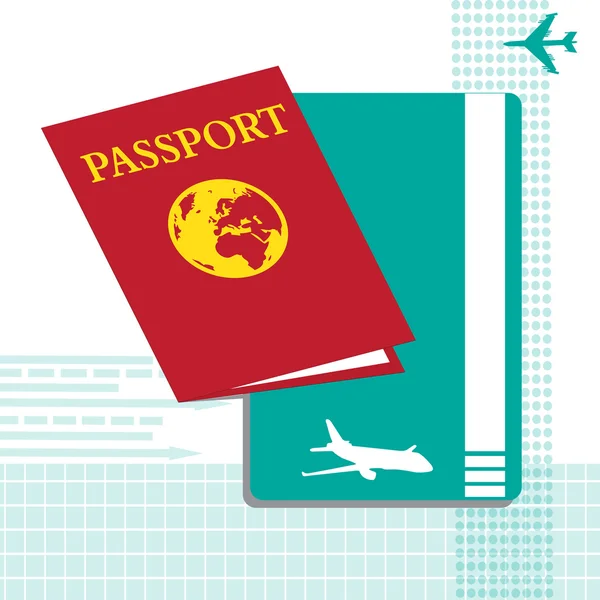 Paspoort en vliegende tickets — Stockvector