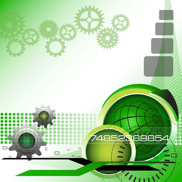 高科技与绿色球体和未来派元素的背景 — 图库矢量图片