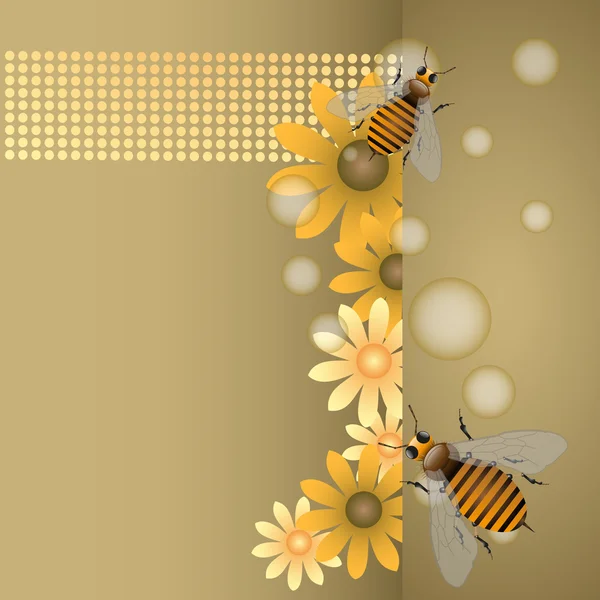 Abeilles et fleurs — Image vectorielle