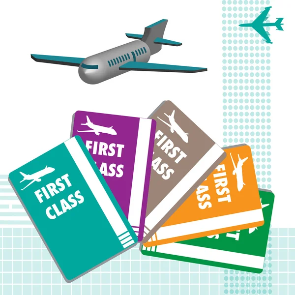 First class plane tickets — Stock Vector