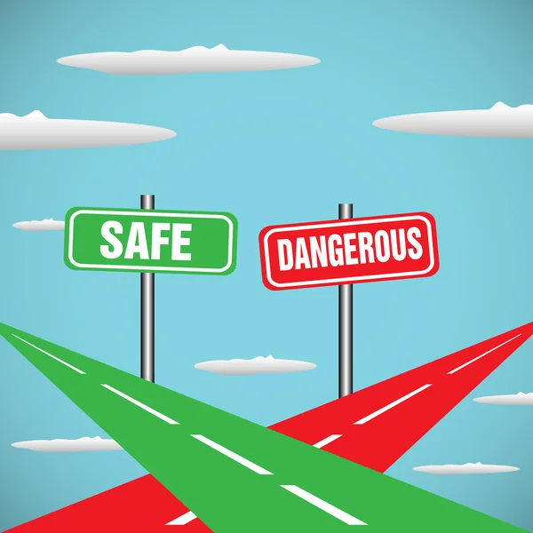 Safe and dangerous signs — Stock Vector