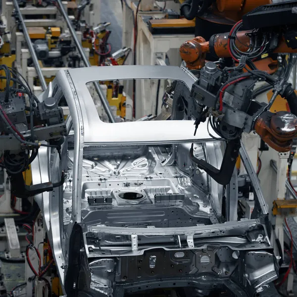 Завод Производству Автомобилей Вид Сверху Роботизированную Сварку — стоковое фото